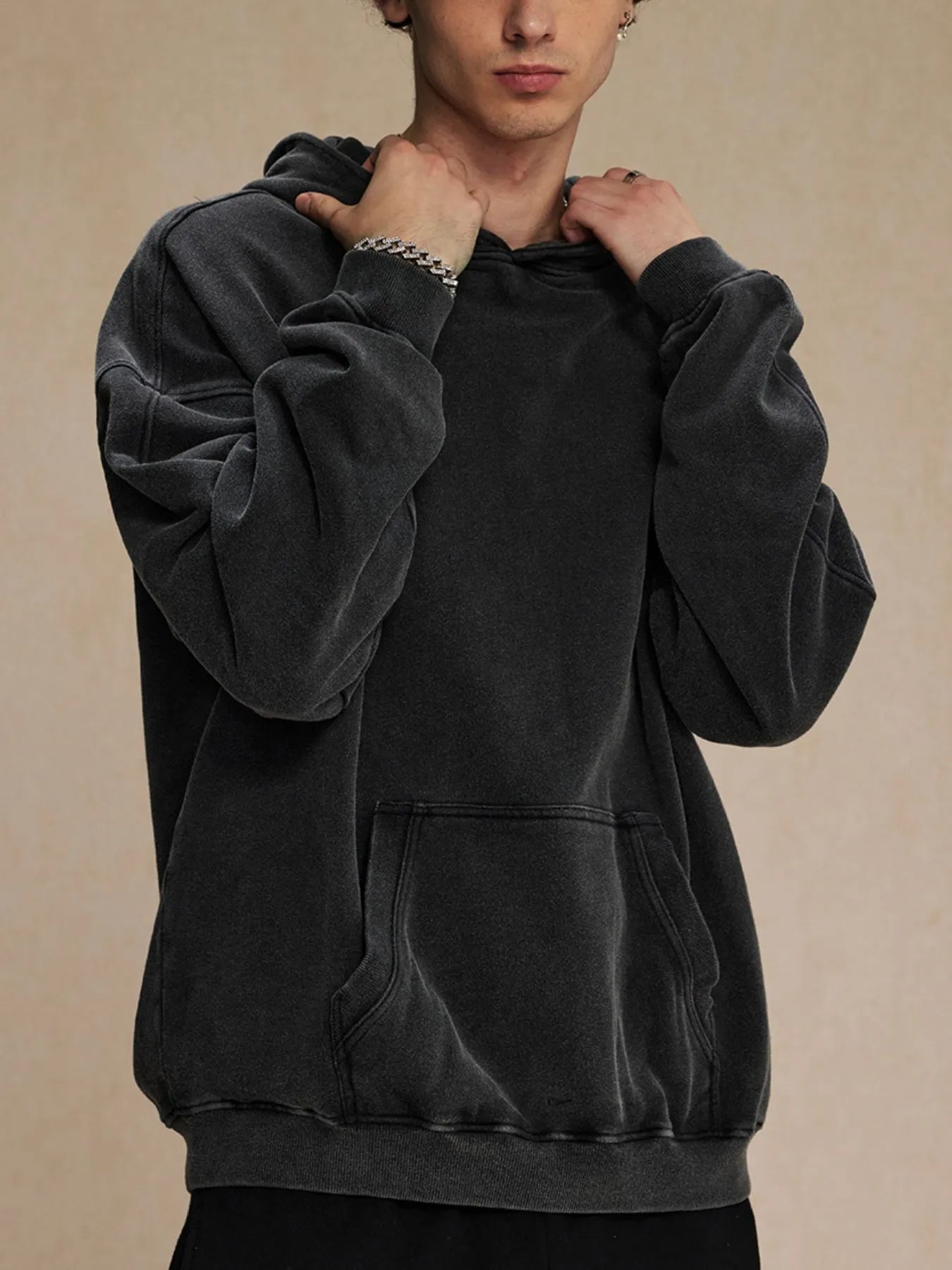 Men's Washed Oversized Long Sleeve Hoodie NicholesGifts