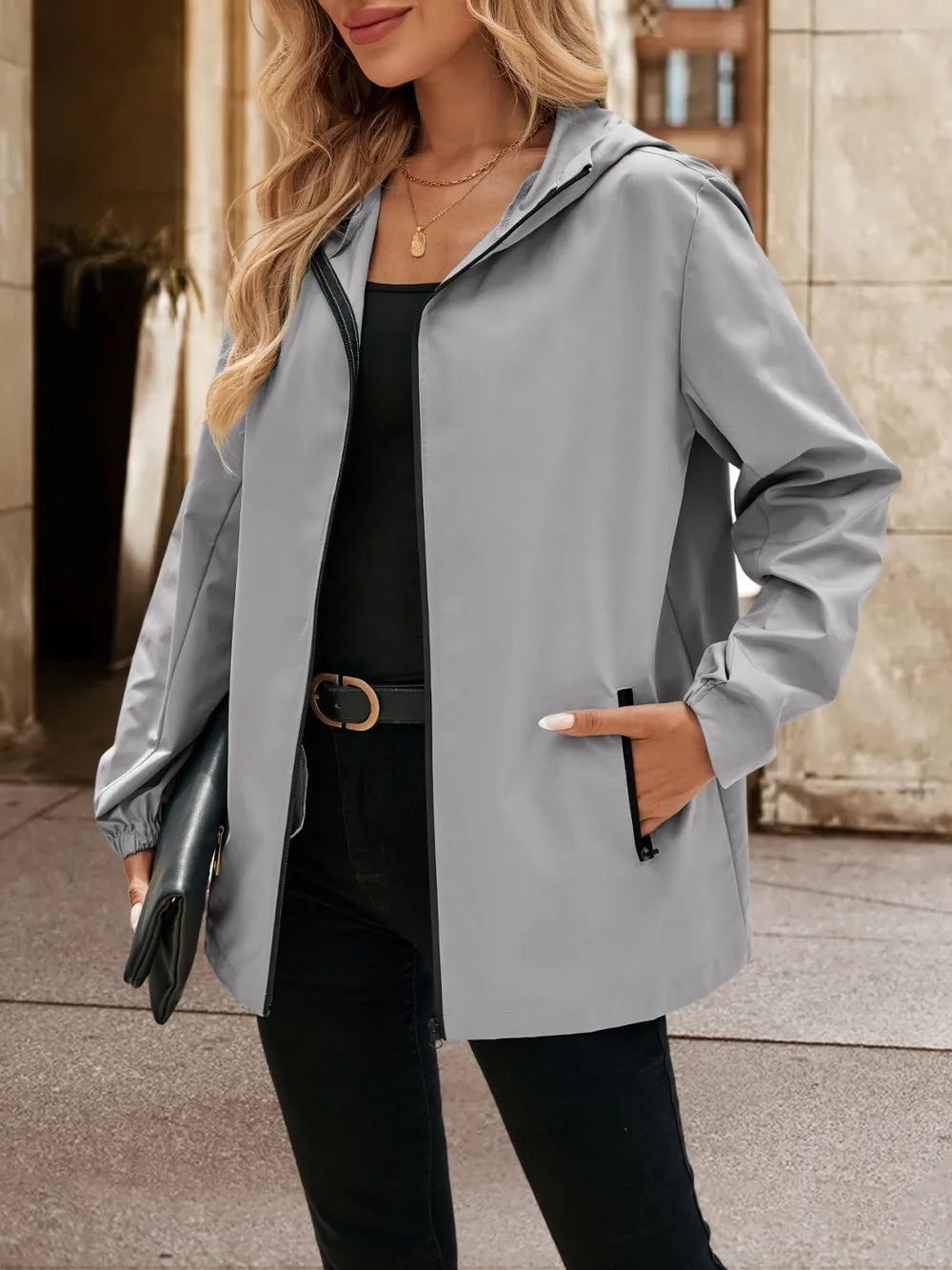 Ivy Lane Pocketed Zip Up Hooded Jacket nicholesgifts