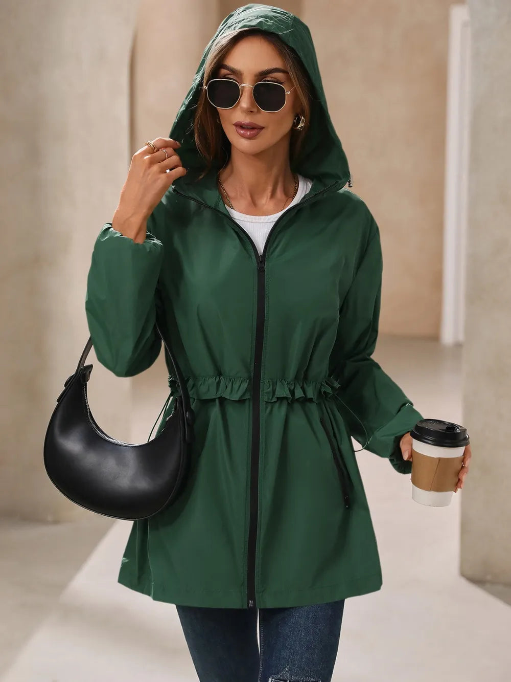 Ivy Lane Outdoor Waterproof Long Sleeve Hooded Windbreaker nicholesgifts