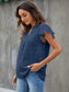 Swiss Dot Notched Flutter Sleeve Blouse nicholesgifts