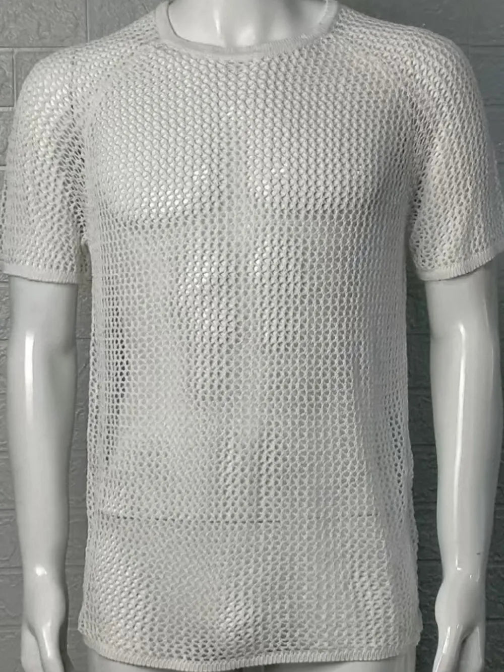 Men's Openwork Round Neck Short Sleeve T-Shirt NicholesGifts