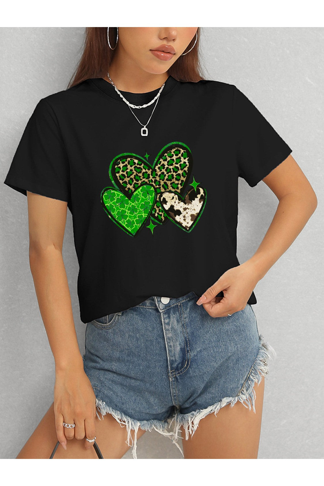 Heart Round Neck Short Sleeve T-Shirt NicholesGifts