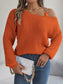 Asymmetrical Neck Long Sleeve Sweater nicholesgifts