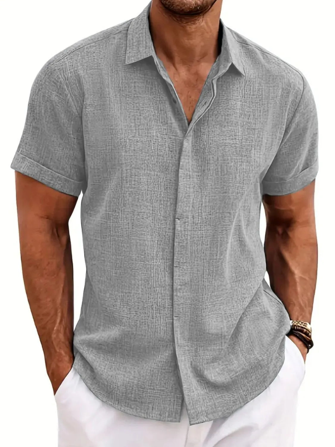 Men's Full Size Collared Neck Short Sleeve Shirt Plus Size NicholesGifts