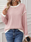 Ribbed Contrast Trim Long Sleeve Top nicholesgifts
