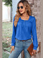 Ruched Square Neck Long Sleeve T-Shirt nicholesgifts