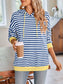 Lovelet Drawstring Striped Long Sleeve Hoodie Trendsi