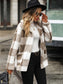 Plaid Collared Neck Button Down Jacket nicholesgifts
