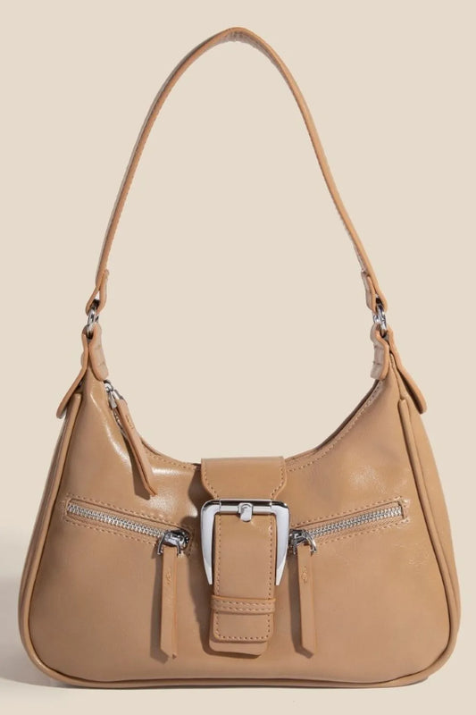 Fame Large Buckle Triple Zipper Hand Bag Trendsi