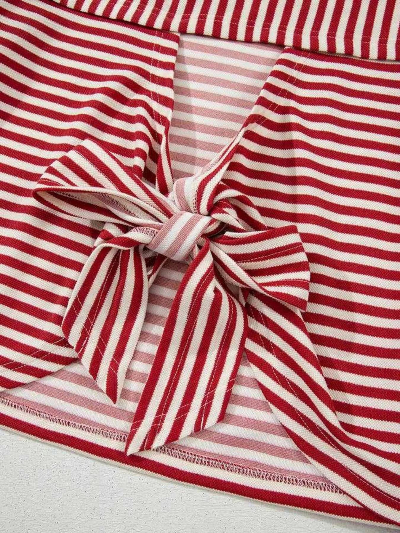 Striped Back Bow Tie T-Shirt nicholesgifts