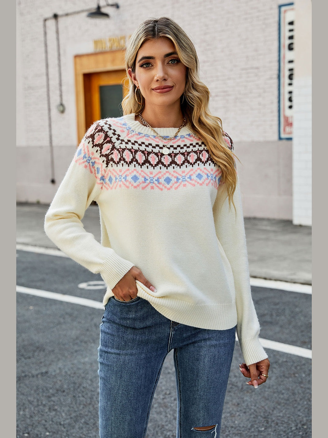 Round Neck Raglan Sleeve Sweater nicholesgifts