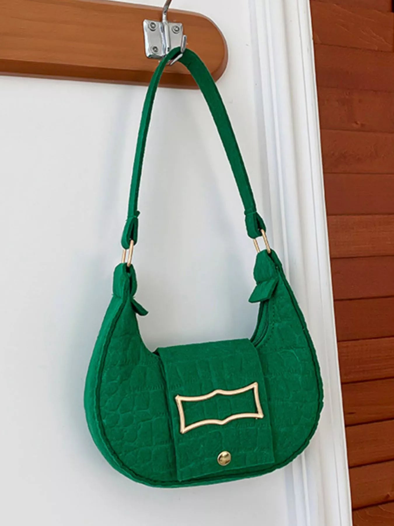 Crocodile Embossed Flap Shoulder Bag nicholesgifts