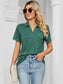 Women Johnny Collar Short Sleeve Blouse nicholesgifts
