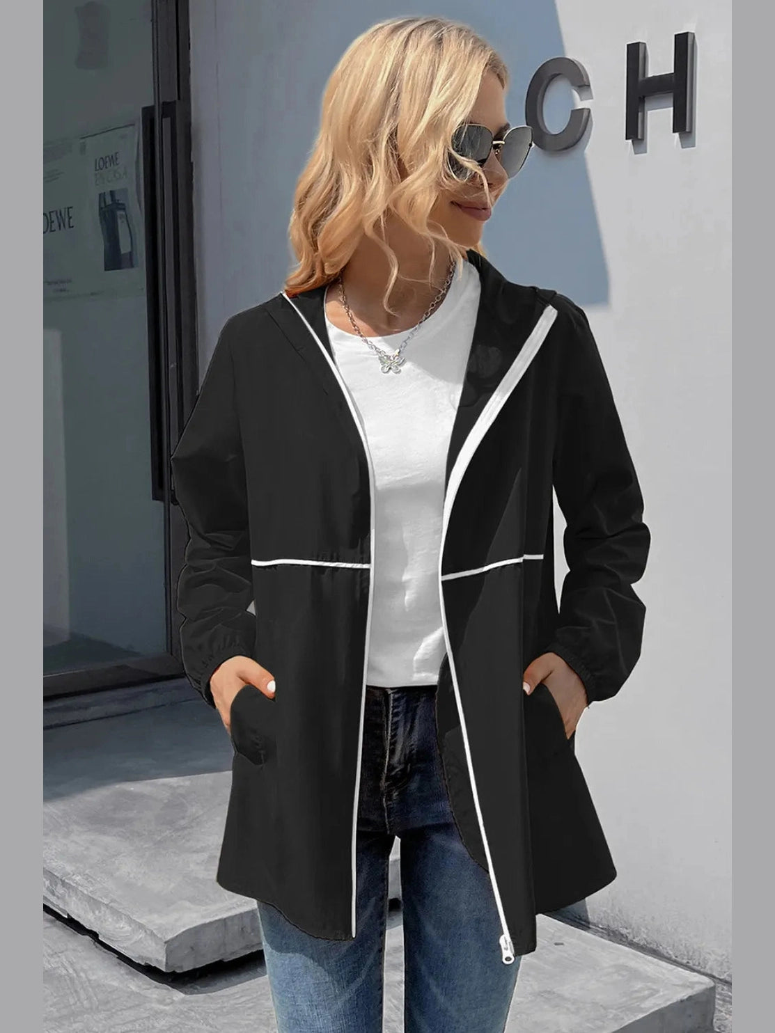 Ivy Lane Zip Up Long Sleeve Hooded Watertight Jacket nicholesgifts