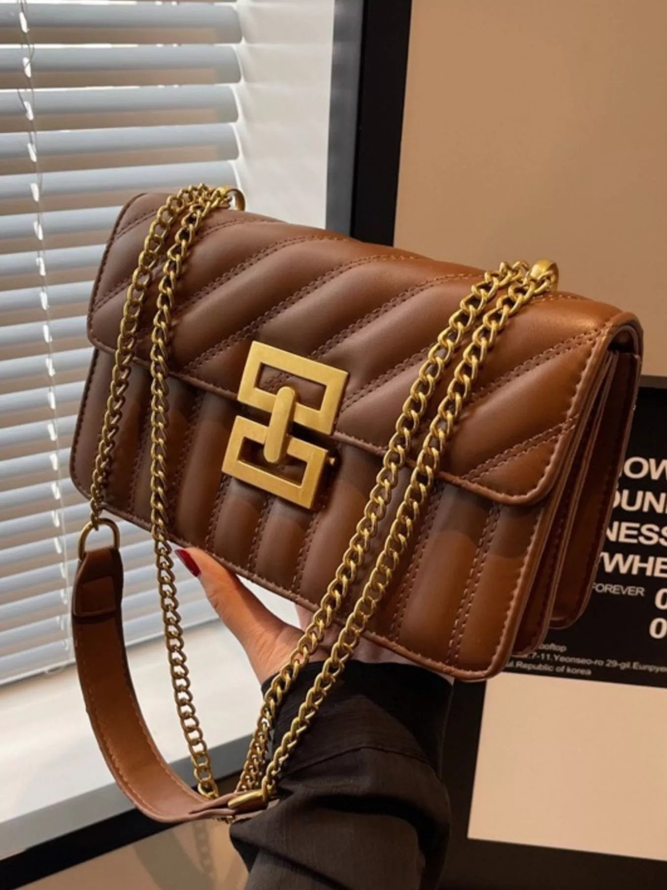 Quilted Flap Chain Shoulder Bag nicholesgifts