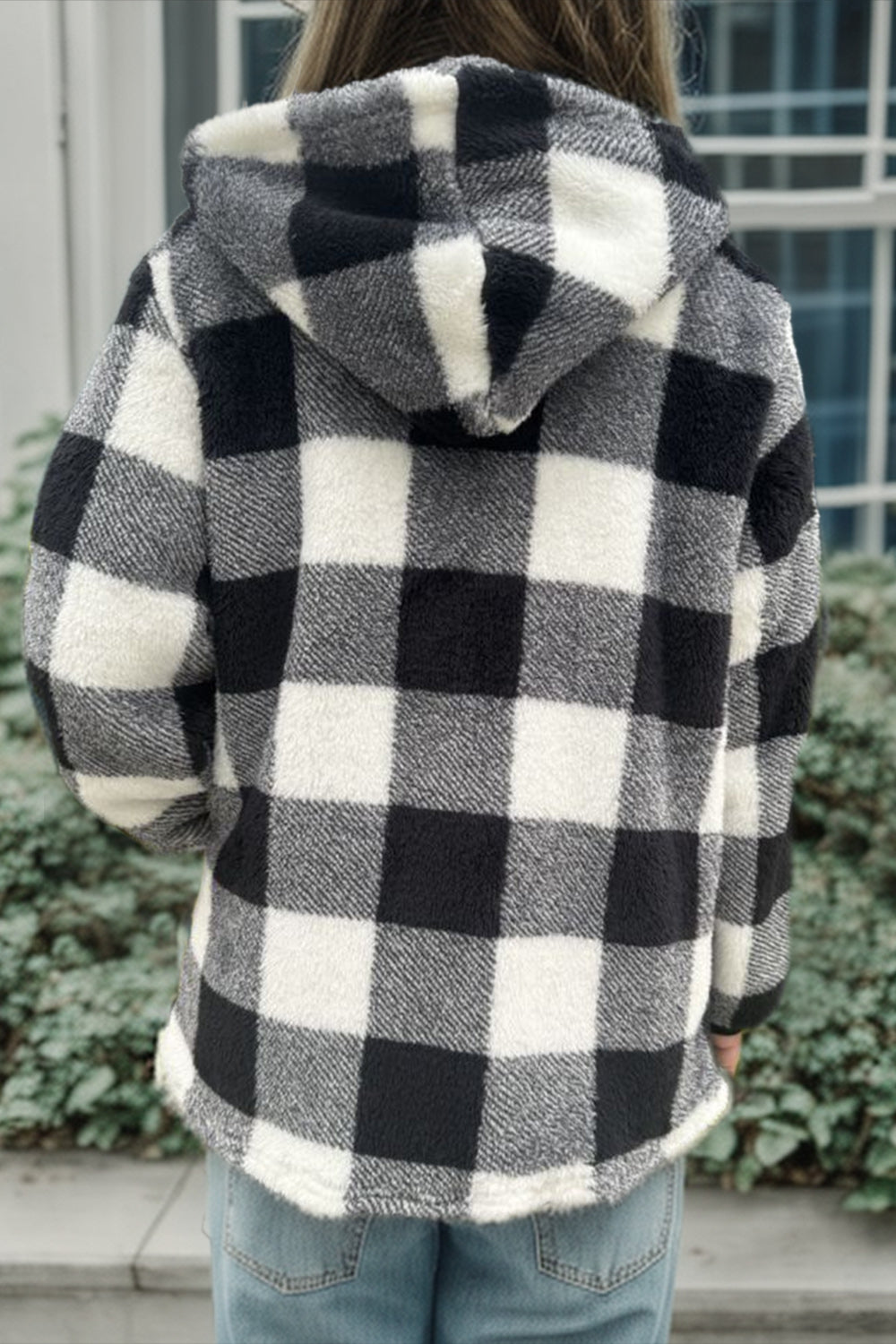 Double Take Full Size Plaid Long Sleeve Hooded Coat nicholesgifts