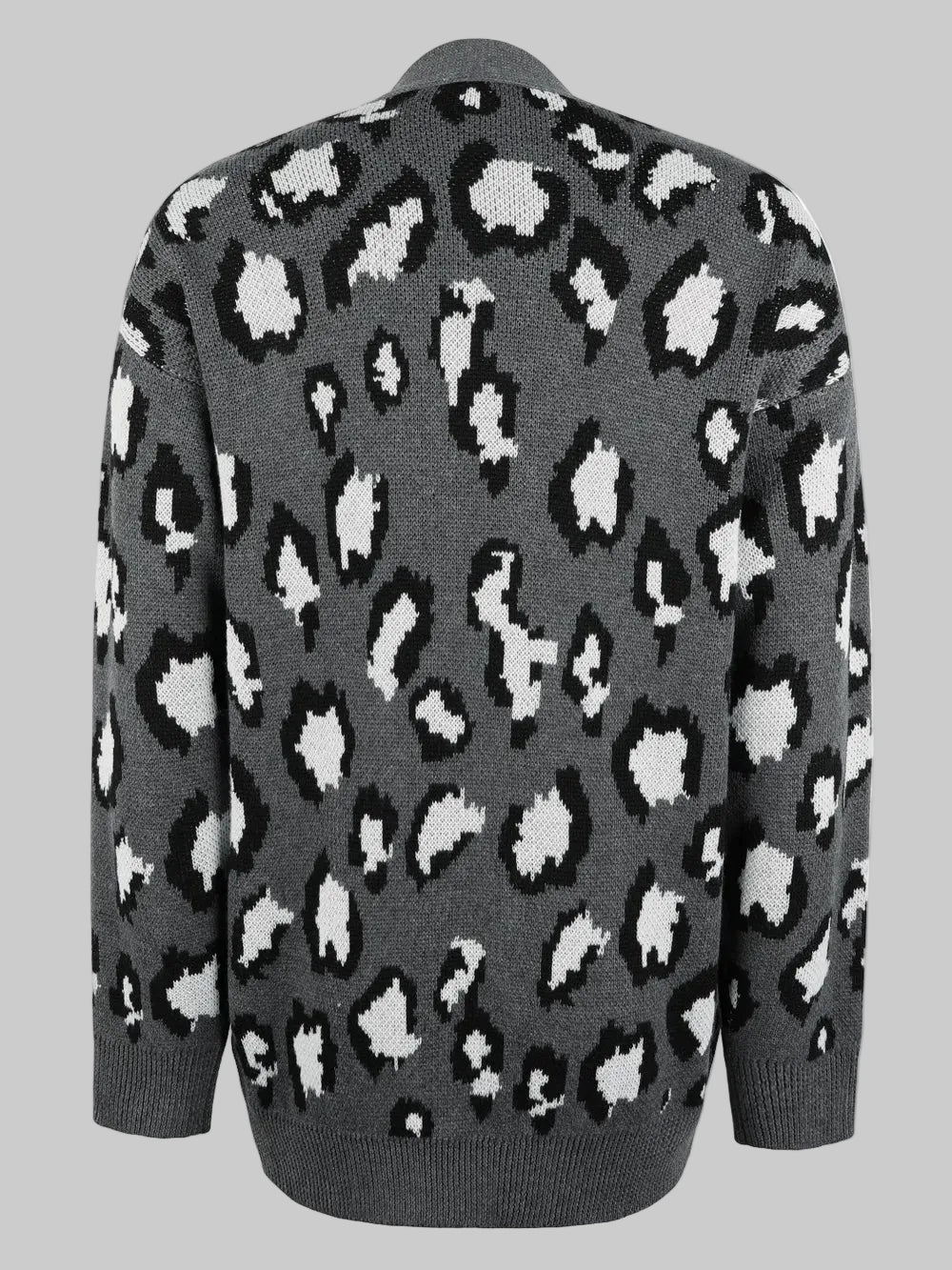 Women Leopard Open Front Dropped Shoulder Cardigan nicholesgifts