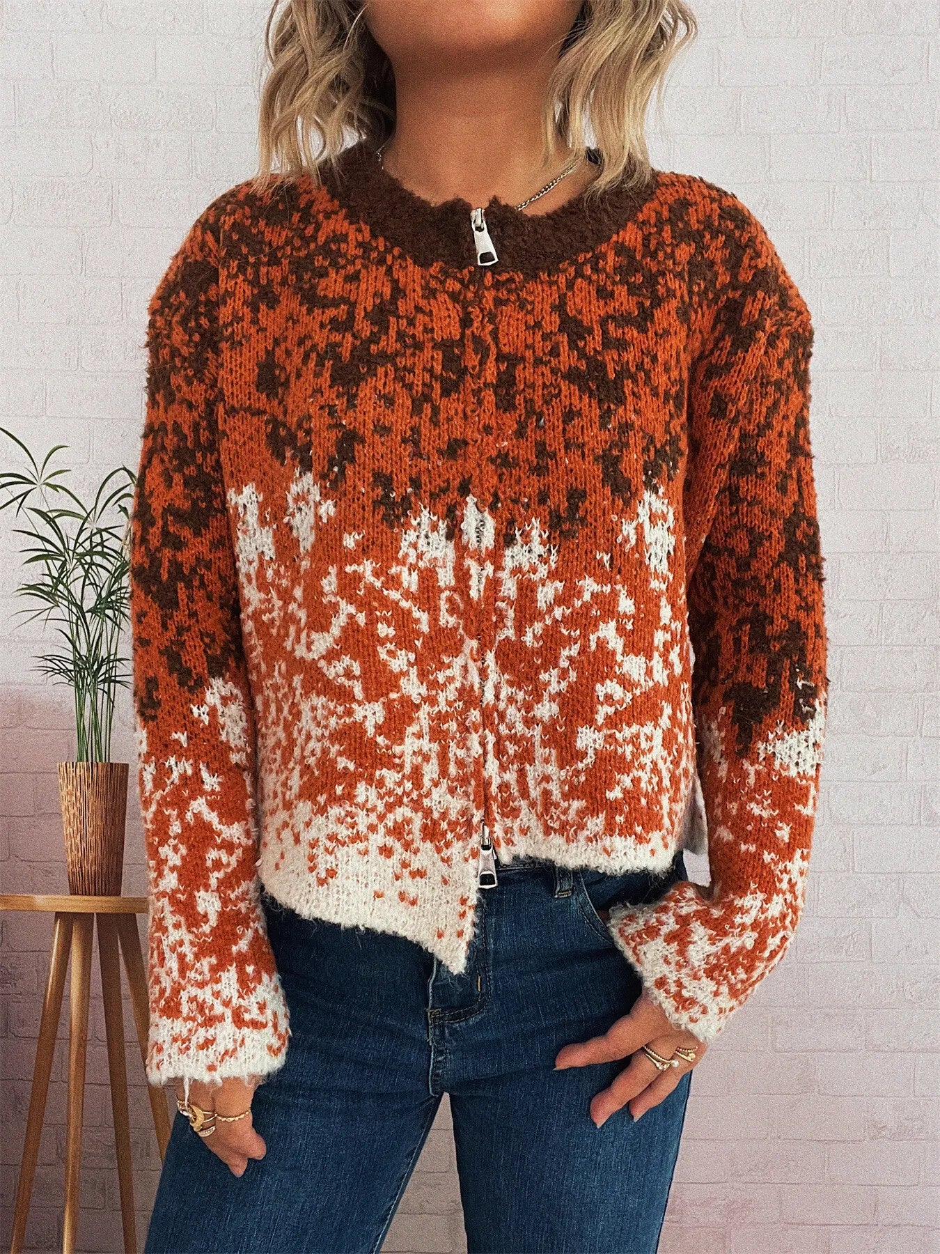 Asymmetrical Hem Zip Up Cardigan