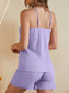 Lace-Trimmed Ribbed Cami and Shorts Lounge Set nicholesgifts