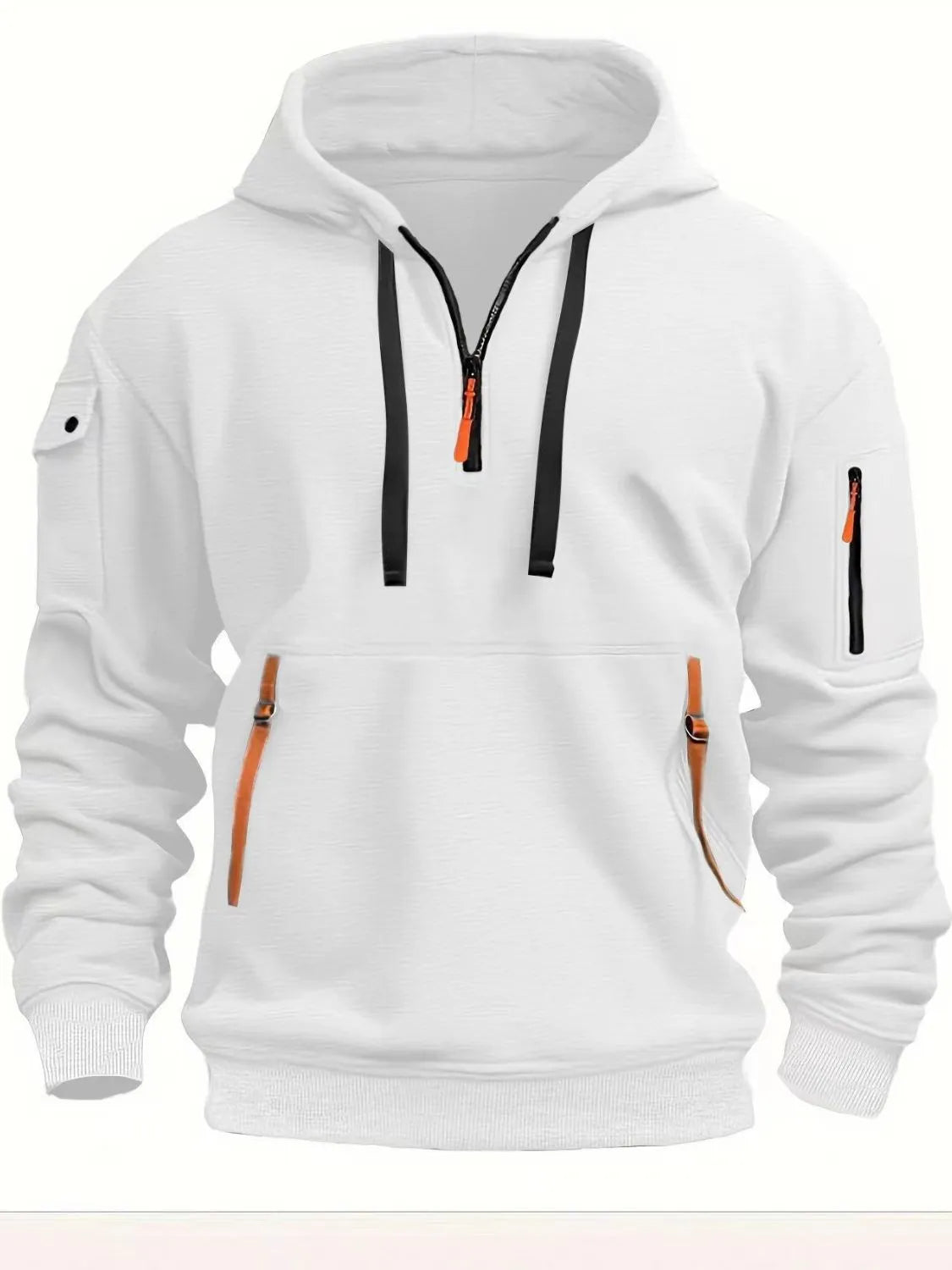 Men's Full Size Half Zip Drawstring Hoodie Plus Size NicholesGifts