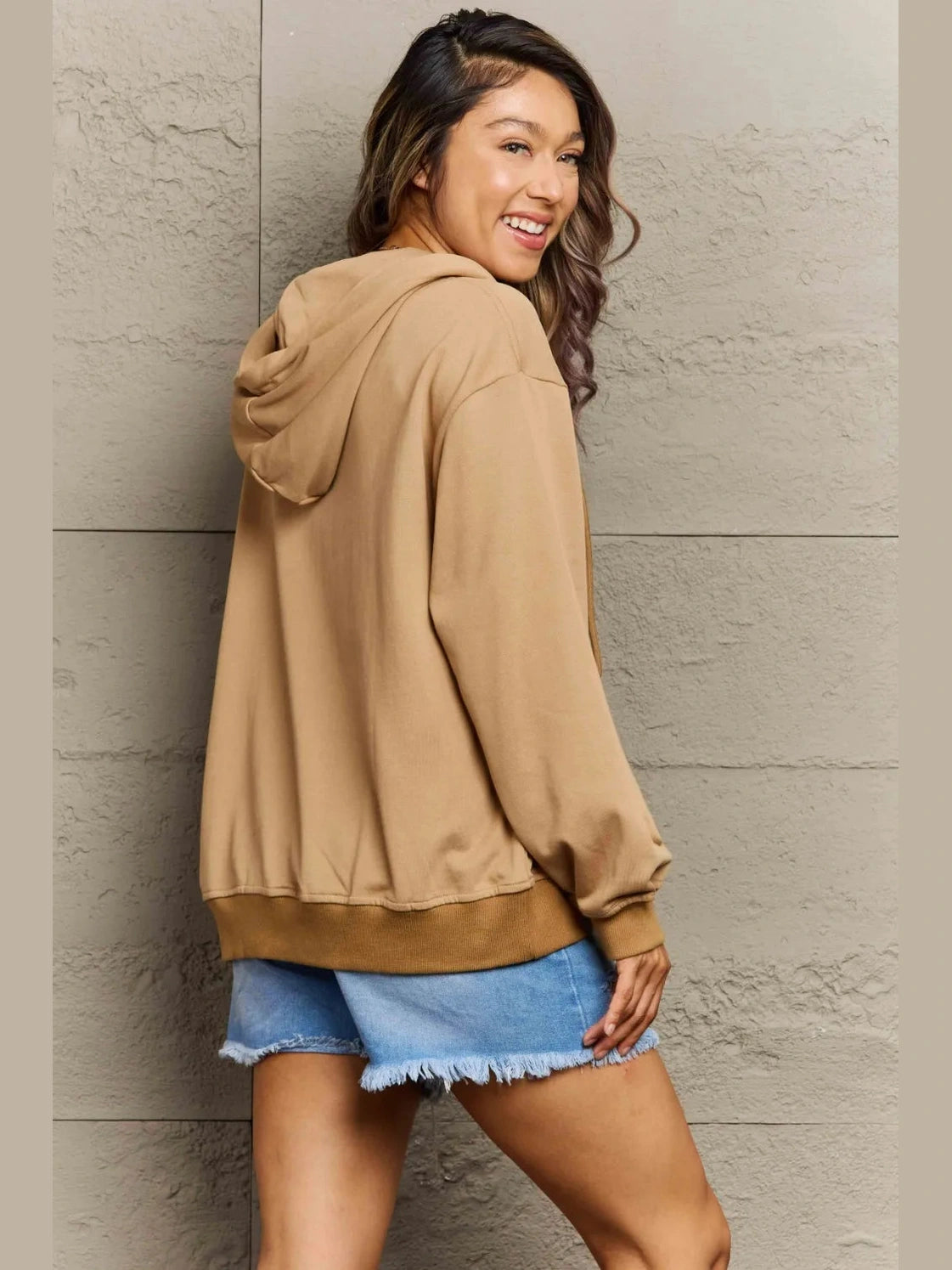 Full Size Zip Up Long Sleeve Hooded Jacket