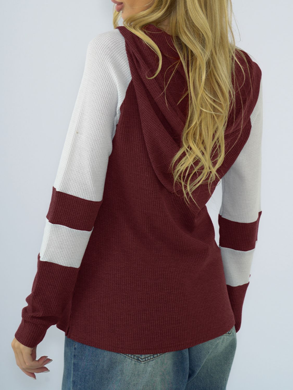 NicholesGifts Women Shiny Waffle-Knit Raglan Sleeve Zipper Front Hoodie NicholesGifts