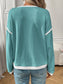Ribbed Contrast Trim Long Sleeve Top nicholesgifts