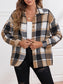 Plaid Collared Neck Button Down Jacket nicholesgifts
