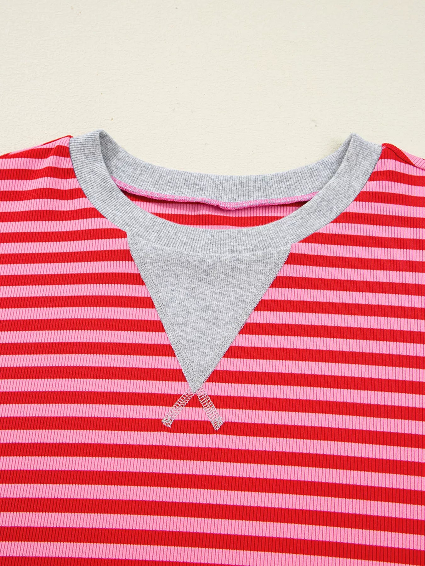Stripe Drop Shoulder Baggy Top and Shorts Casual Set Trendsi