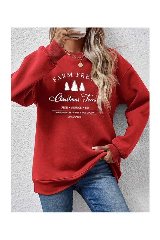 Graphic Round Neck Dropped Shoulder Sweatshirt
