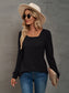 Heathered Square Neck Long Sleeve T-Shirt nicholesgifts