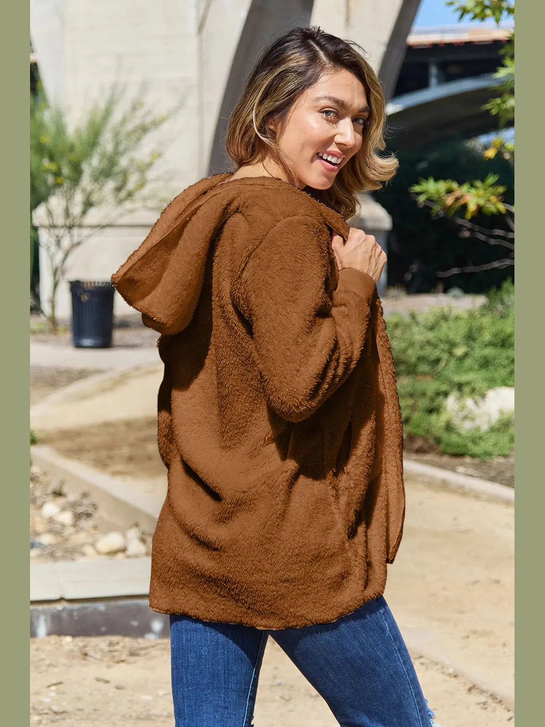 Full Size Teddy Hooded Jacket with Pockets nicholesgifts