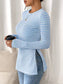 Side Slit Striped Long Sleeve T-Shirt nicholesgifts