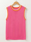 Contrast Trim Pearl Detail Sweater Tank Top nicholesgifts