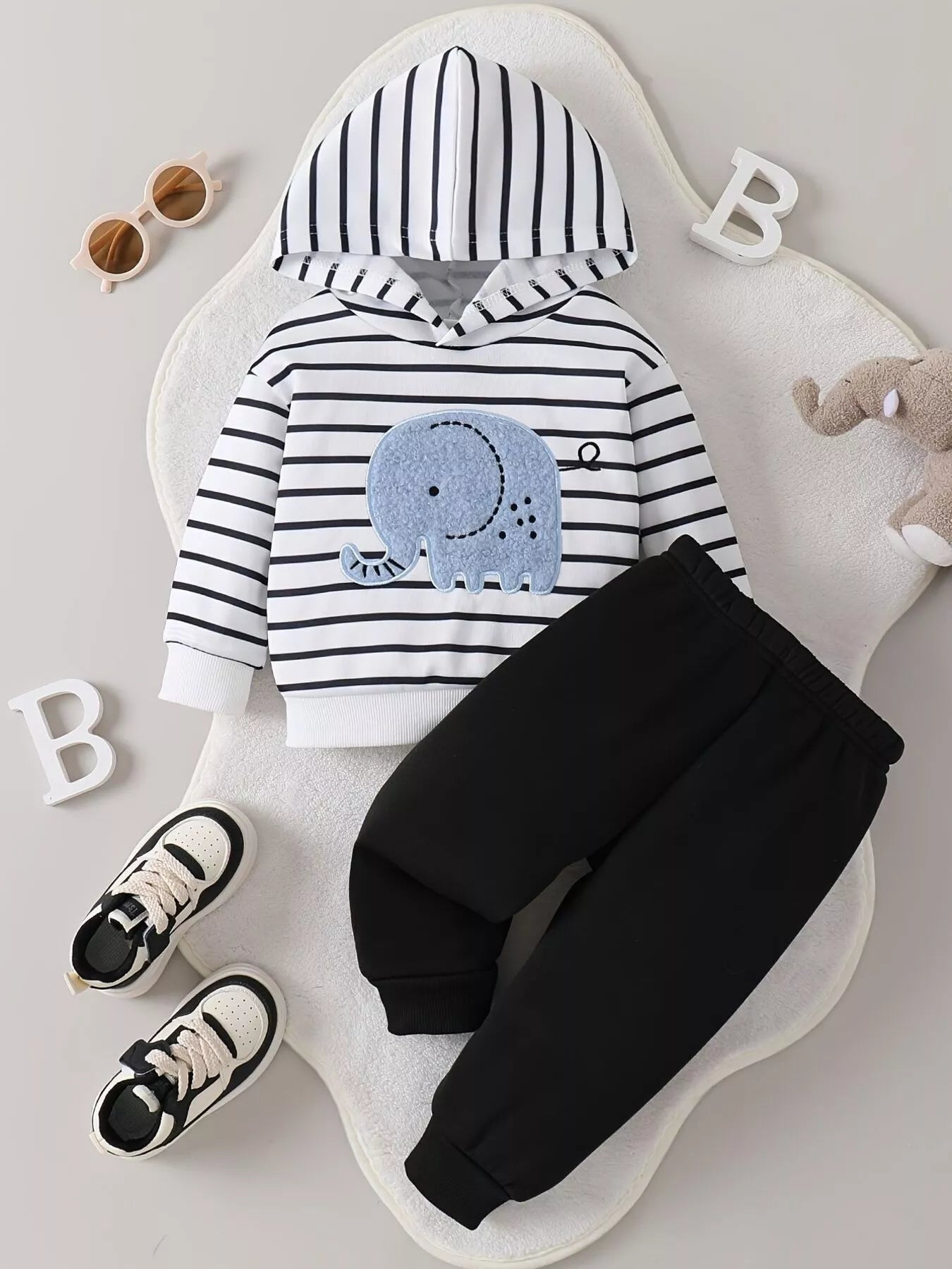 Children's Striped Elephant Hoodie & Pants Set NicholesGifts
