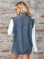 Raw Hem Sleeveless Button Up Denim Jacket nicholesgifts