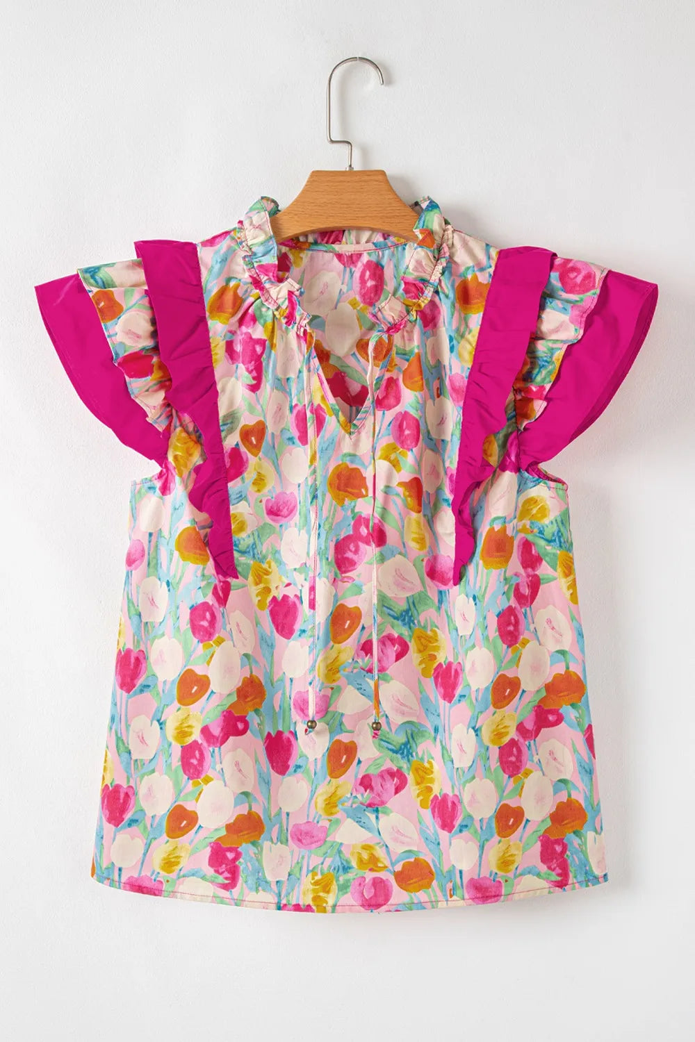 Floral Ruffle Layered Sleeve Blouse Trendsi