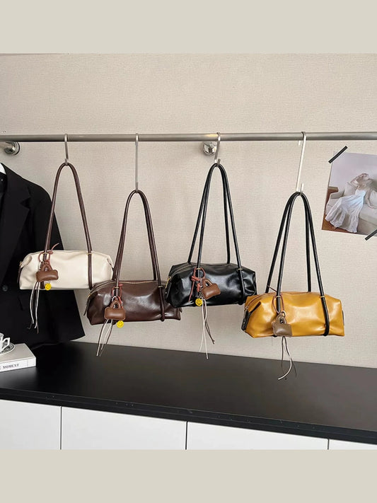 Leather Shoulder Bag with Charm nicholesgifts