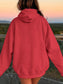 Drawstring Dropped Shoulder Hoodie Trendsi