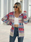 Geometric Zip Up Long Sleeve Hooded Jacket nicholesgifts