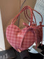 Heart-Shaped Plaid Shoulder Bag nicholesgifts