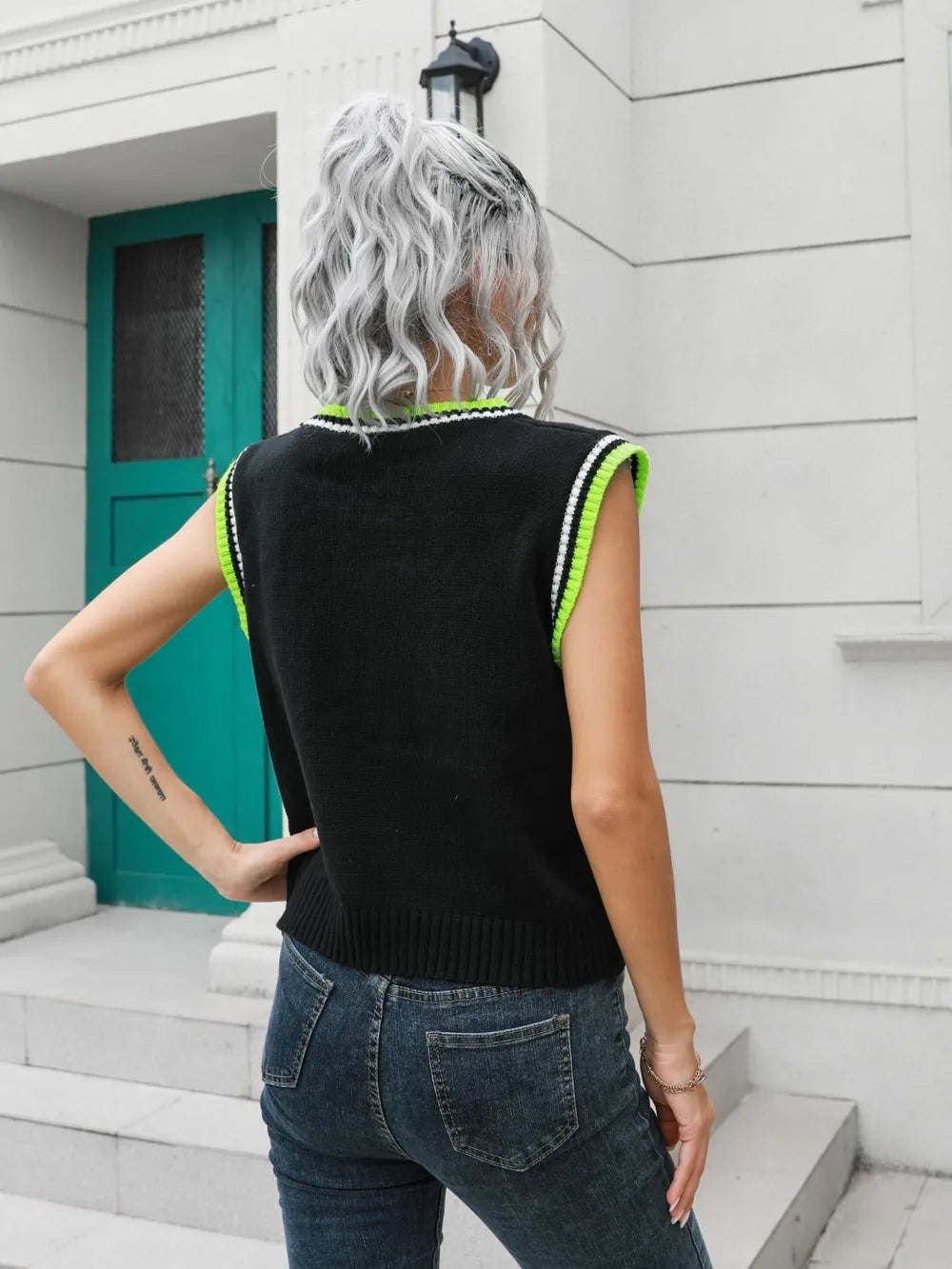 Geometric V-Neck Sweater Vest nicholesgifts