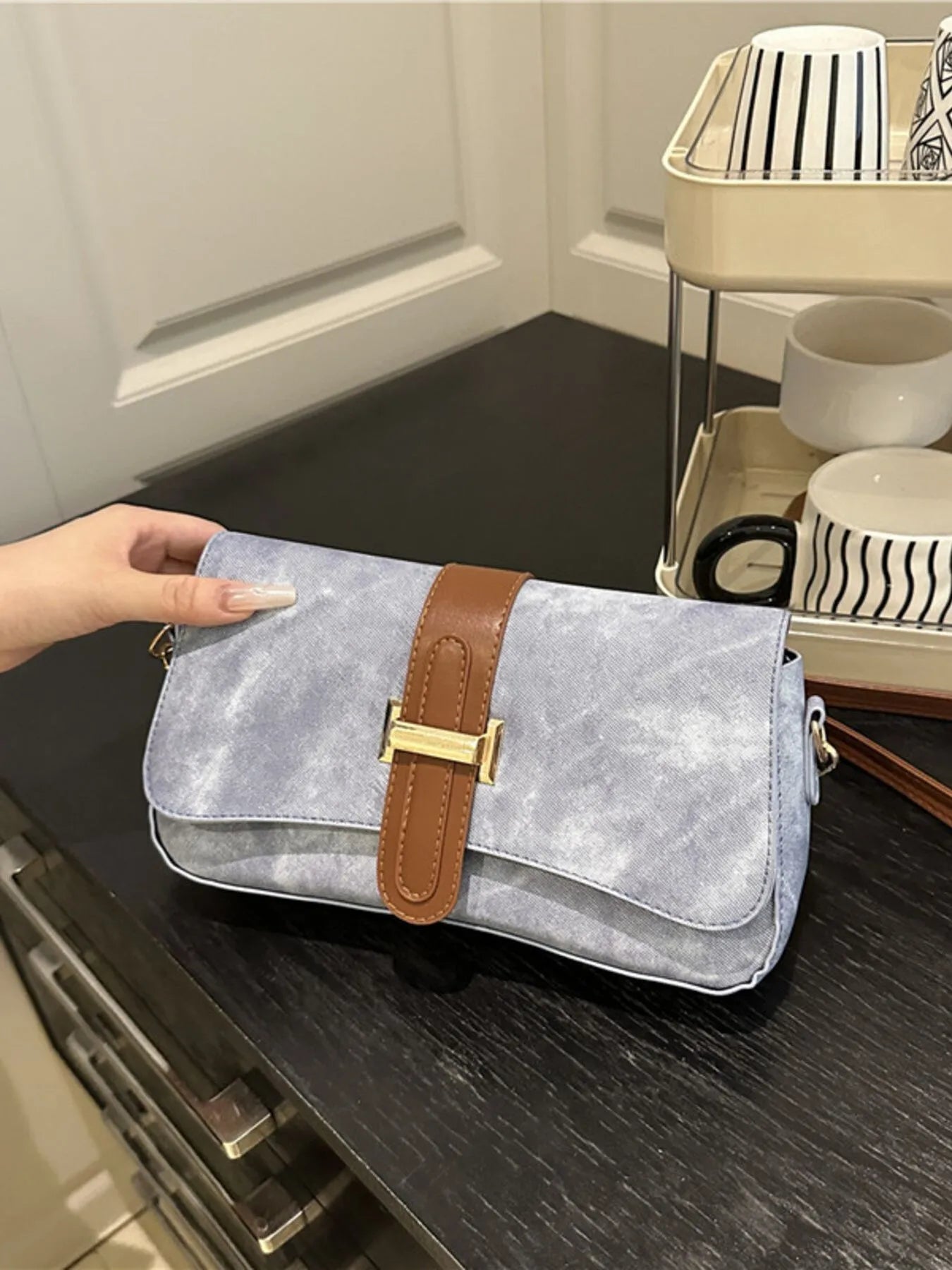 Leather Buckle Strap Crossbody Bag Trendsi