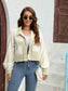 Color Block Crop Jacket with Pockets nicholesgifts