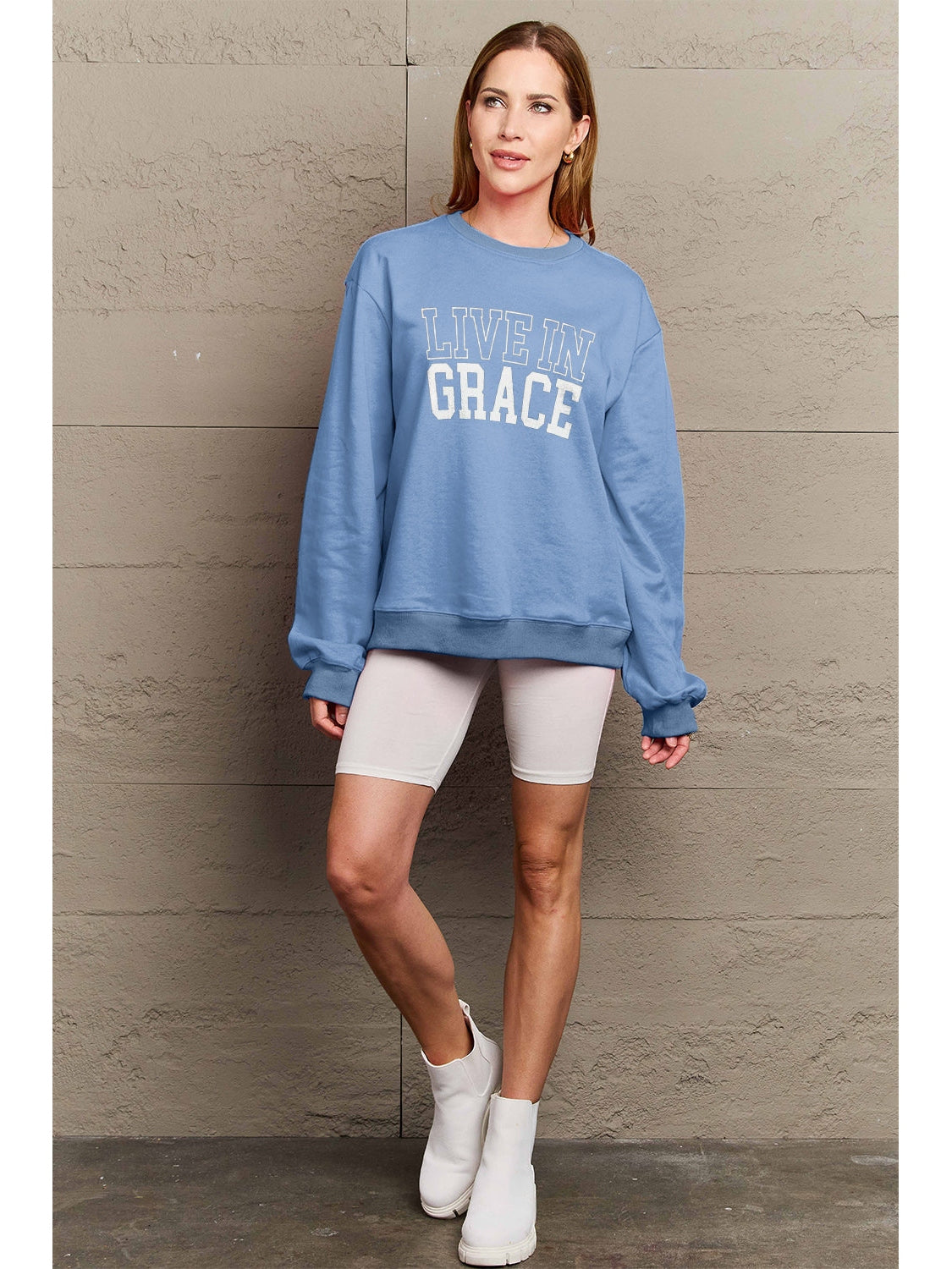 Simply Love Full Size LIVE IN GRACE Graphic Sweatshirt nicholesgifts