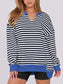 Women Notched Long Sleeve Oversized Sweatshirt nicholesgifts