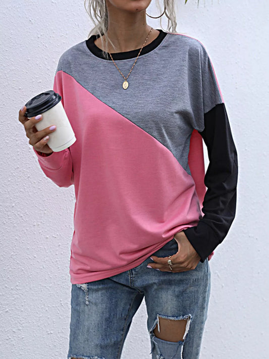Color Block Casual Round Neck Sweatshirt nicholesgifts