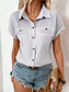 Pleated Detail Collared Neck Short Sleeve Shirt nicholesgifts