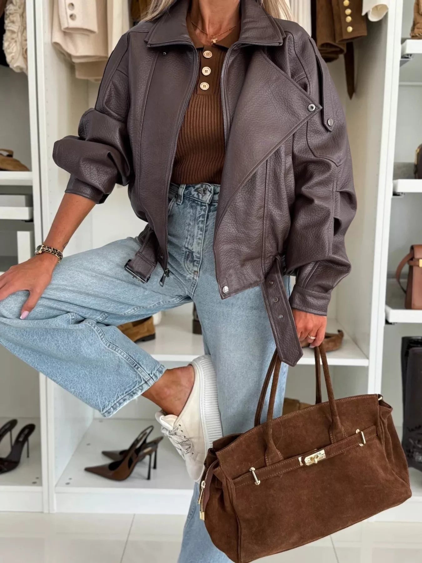 Leather Zip Up Jacket