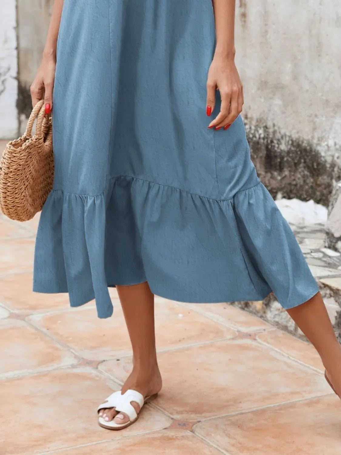 Ruffled Hem Midi Cami Dress NicholesGifts